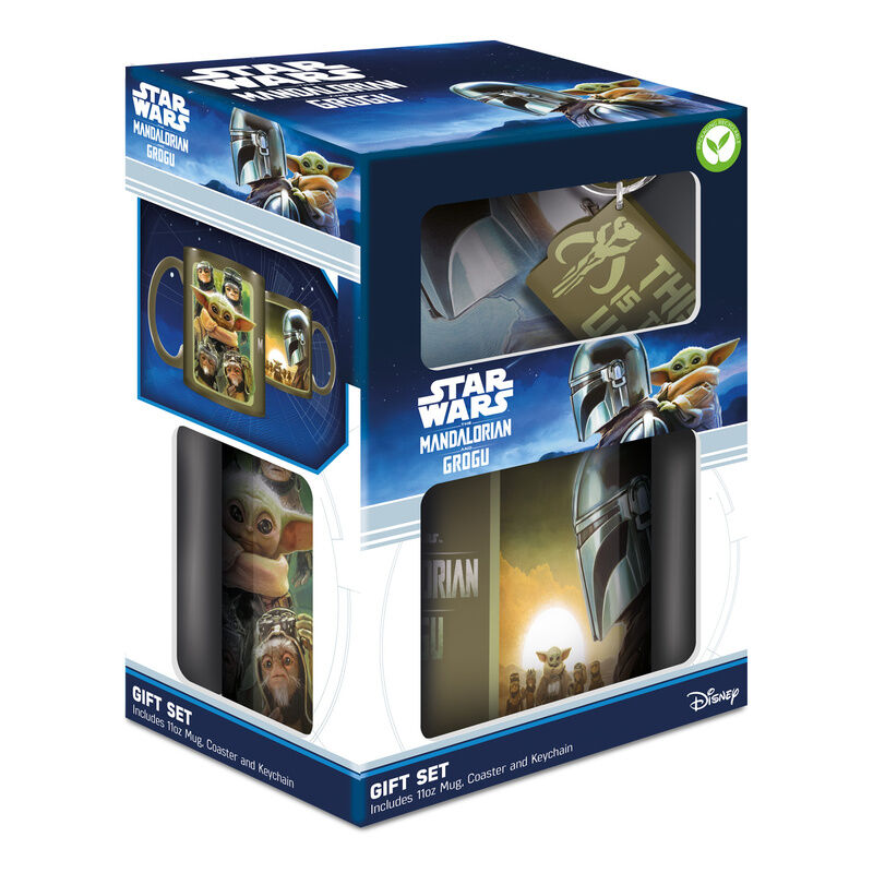 Set regalo Star Wars The Mandalorian y Grogu con taza, posavasos y llavero