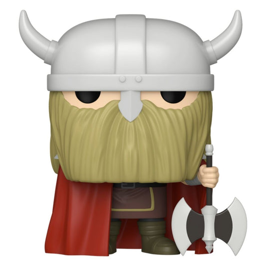Figura Funko POP! de Eisen con casco, barba, capa roja y hacha