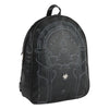 Mochila negra de El Señor de los Anillos con diseño frontal rúnico