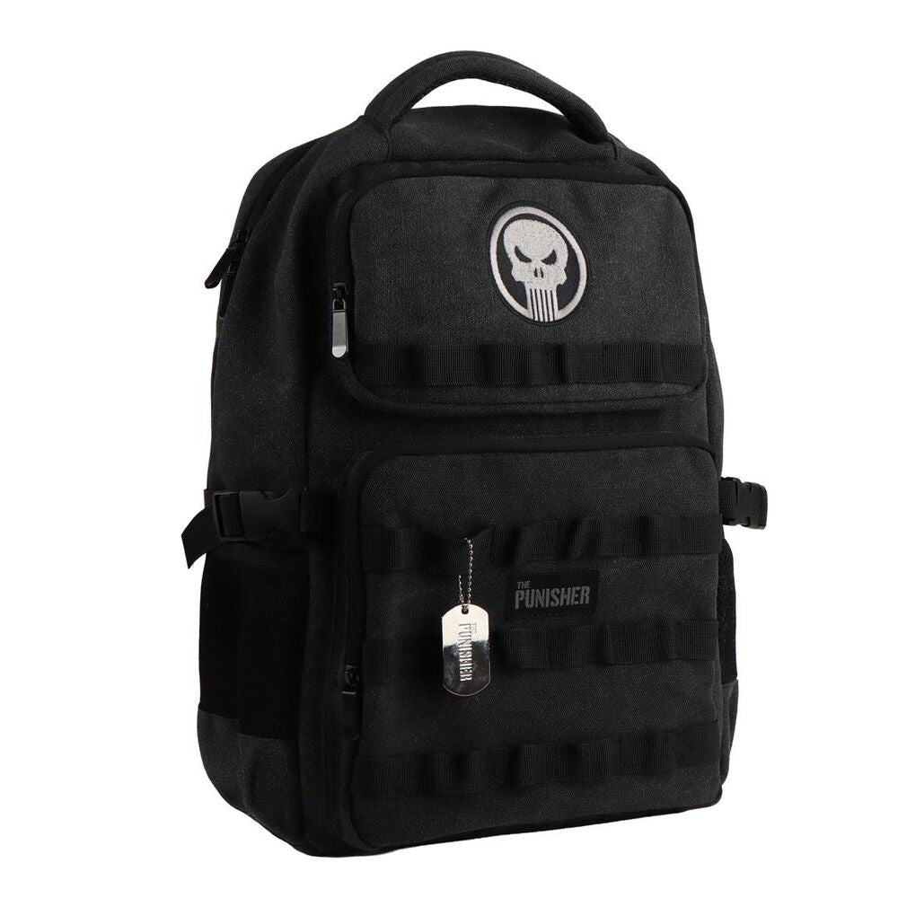 Mochila negra The Punisher Marvel CERDÁ con calavera frontal