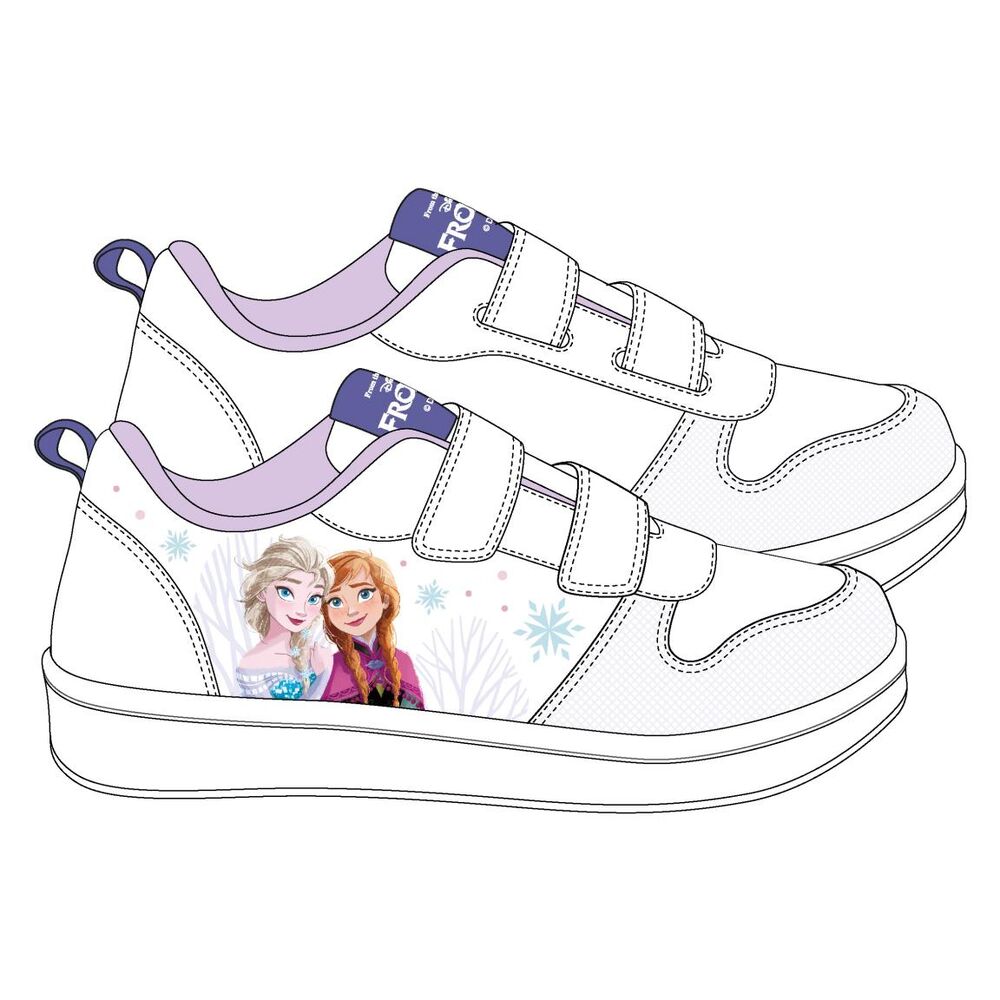 Deportivas blancas Frozen Disney con Elsa, Anna y doble velcro