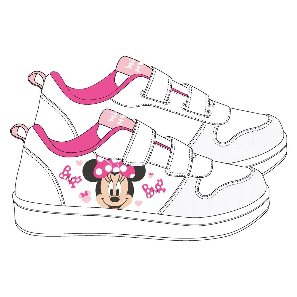 Deportivas blancas y rosas de Minnie Disney con dos tiras