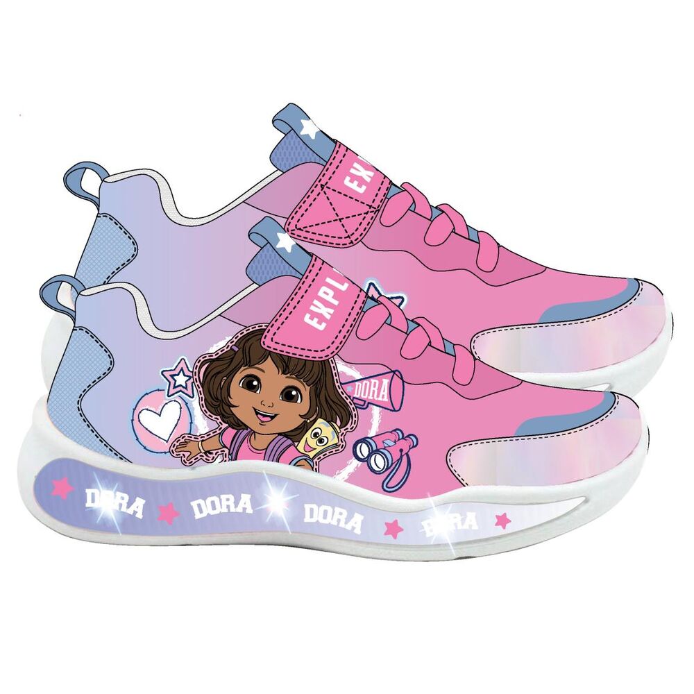 Deportivas rosas y lilas con luces de Dora la Exploradora