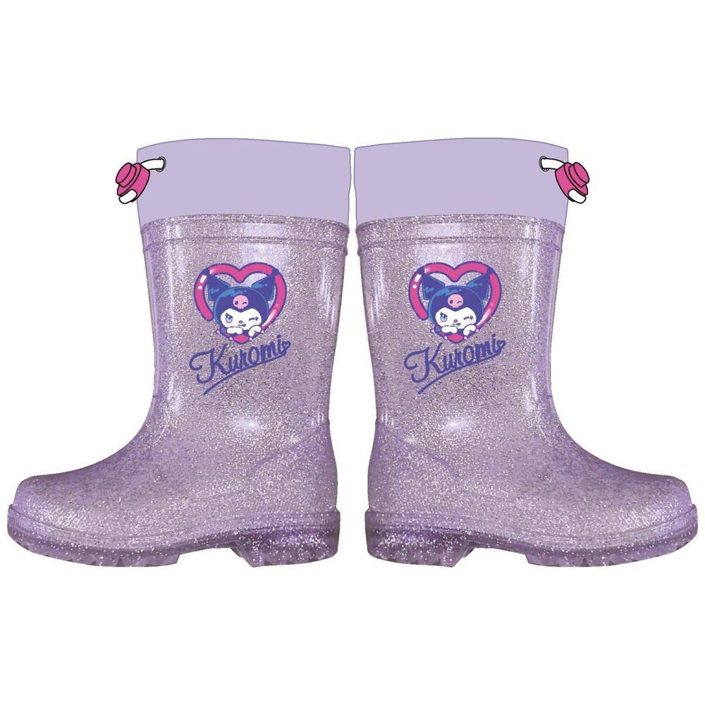 Botas de agua lila de Kuromi con purpurina
