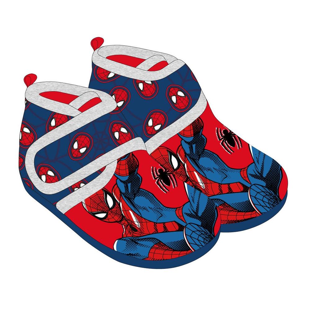 Pantuflas Spider-Man Marvel rojas y azules con estampado del superhéroe
