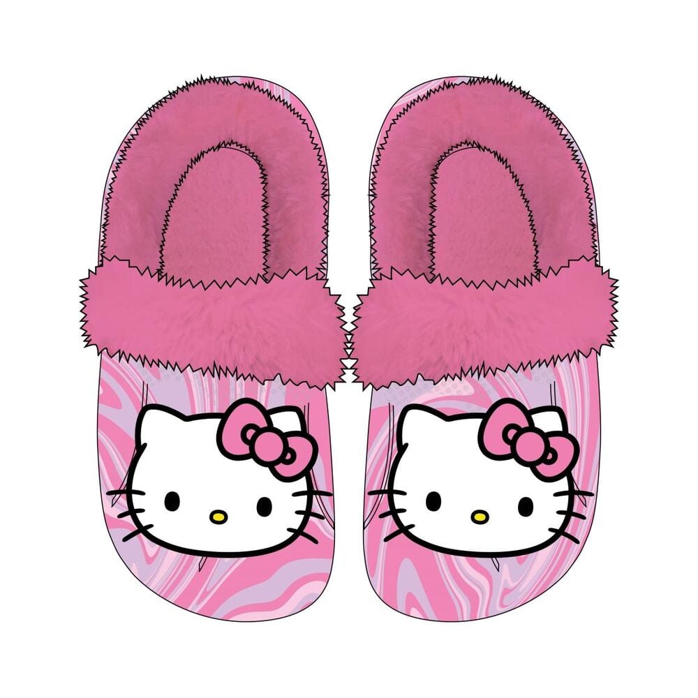 Pantuflas rosas de Hello Kitty con estampado marmoleado