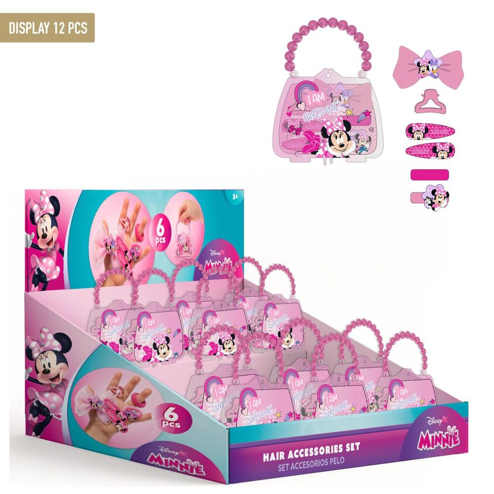 Set de bolso de belleza rosa Minnie Disney con accesorios para el cabello