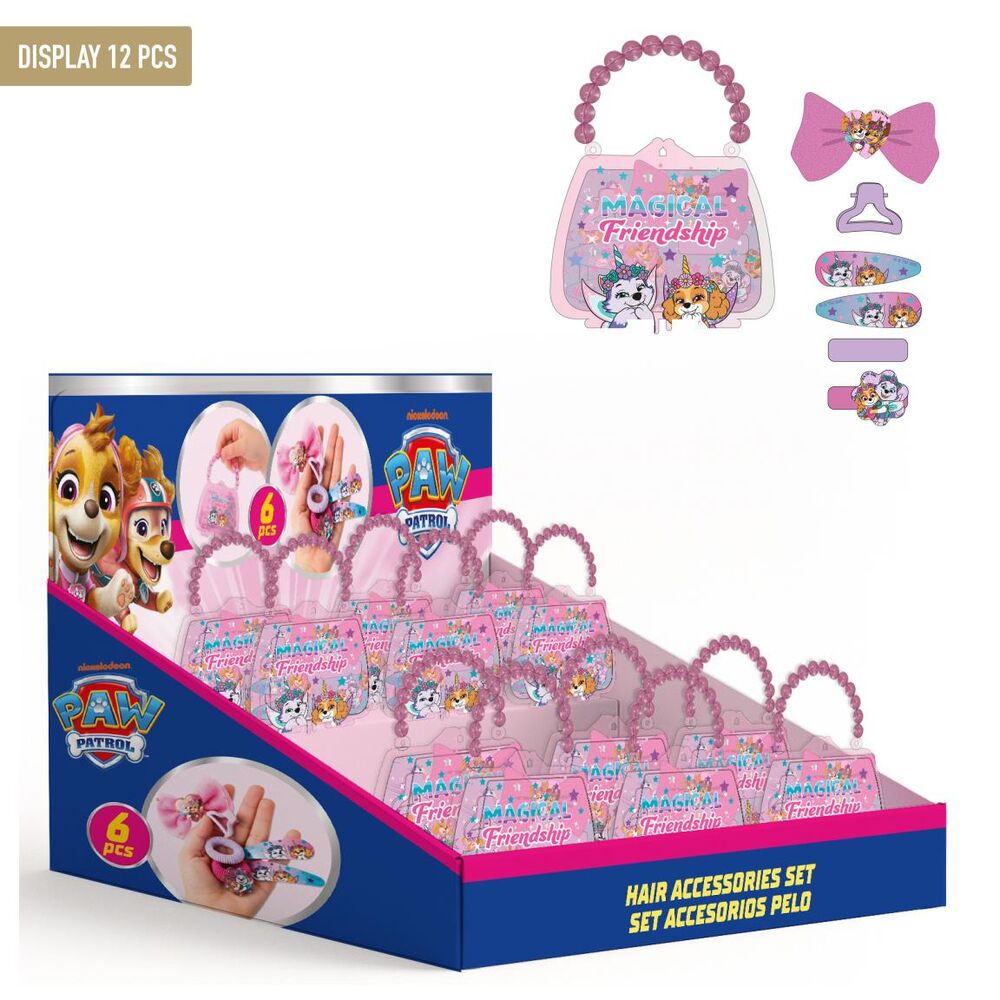 Set de bolso de belleza rosa Paw Patrol con accesorios para el cabello