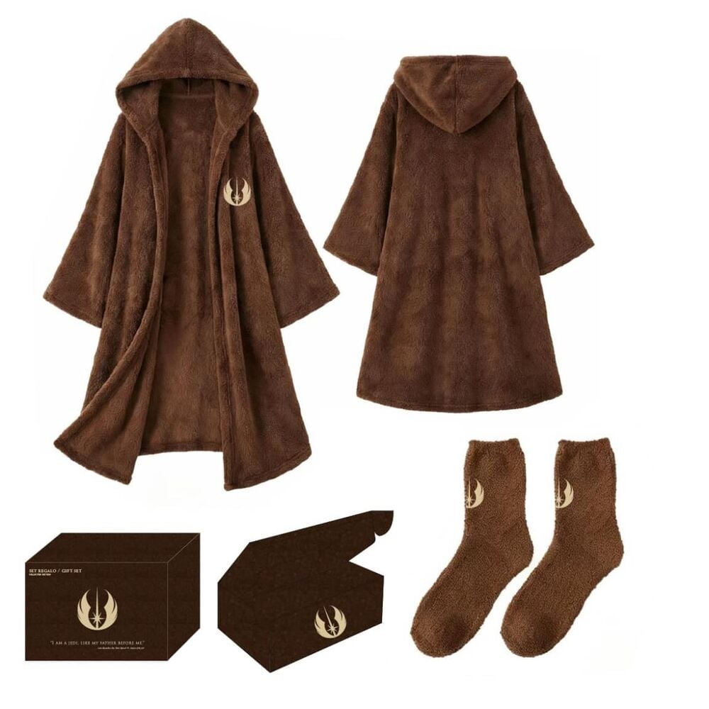 Set regalo Star Wars con bata con capucha y calcetines marrones
