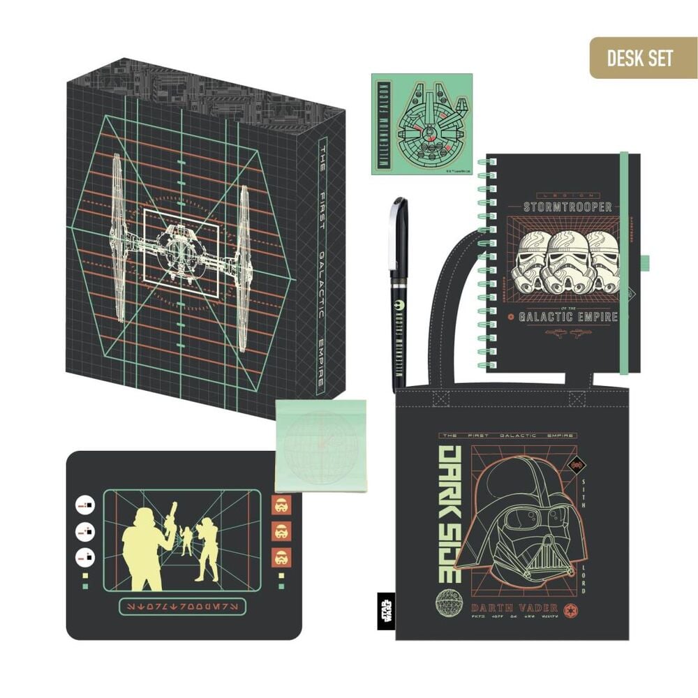 Set de escritorio Star Wars con libreta, bolígrafo y diseño de Darth Vader