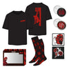 Camiseta negra Daredevil Marvel con diseño gráfico rojo delante y detrás