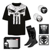 Camiseta negra The Punisher Marvel con calavera blanca
