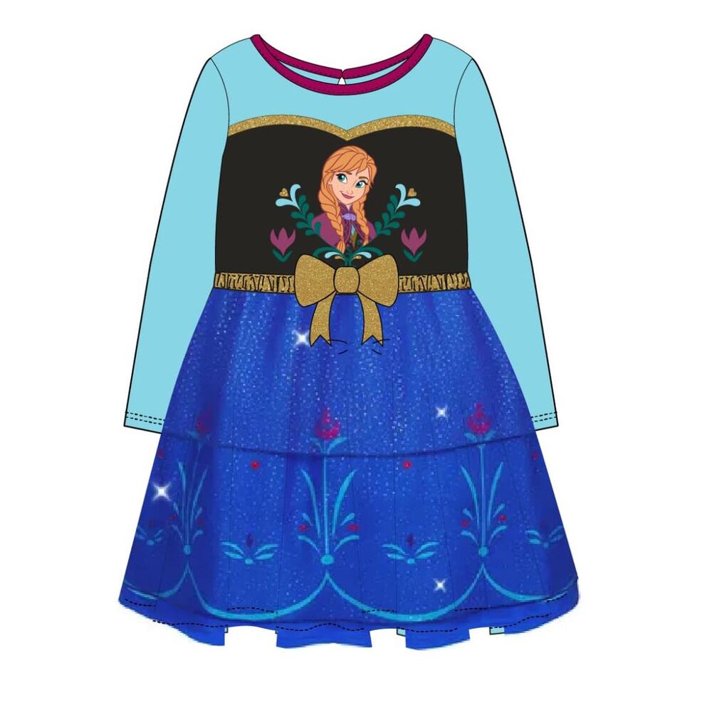 Vestido infantil Frozen Disney azul con ilustración de Anna