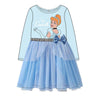 Vestido infantil azul de Cenicienta Disney con manga larga y lazo