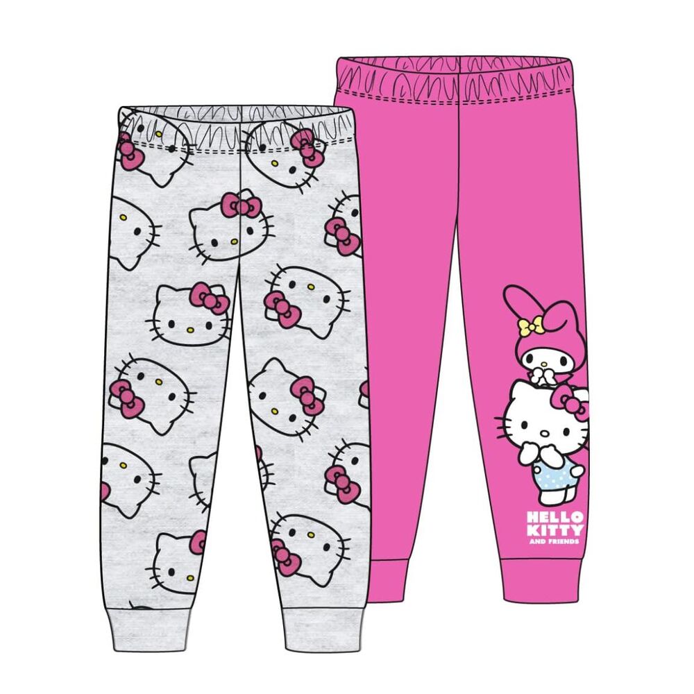 Set de dos pantalones Hello Kitty and Friends, uno gris estampado y otro rosa