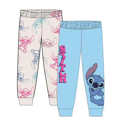 Set de dos pantalones infantiles Stitch Disney en azul y estampado multicolor