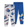 Set de dos pantalones infantiles de Sonic, uno gris estampado y otro azul