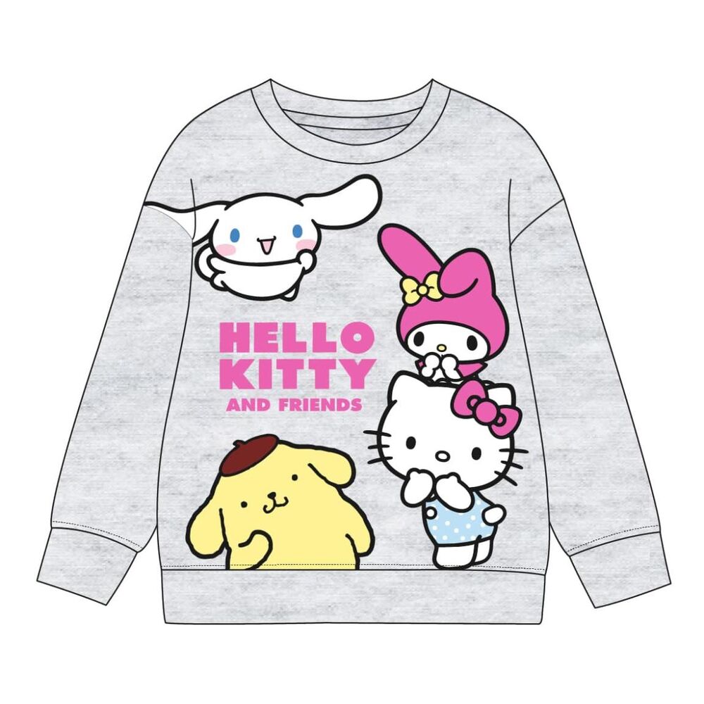 Sudadera gris infantil Hello Kitty and Friends con estampado frontal