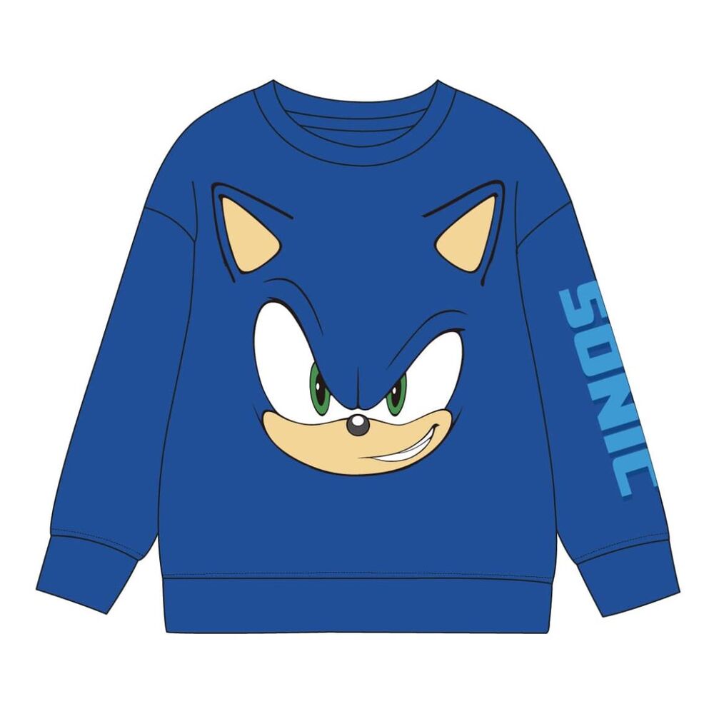 Sudadera infantil azul de Sonic the Hedgehog con estampado frontal