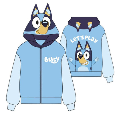 Sudadera azul de Bluey con capucha y cremallera