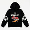 Sudadera negra con capucha Hot Wheels y estampado de coche rojo