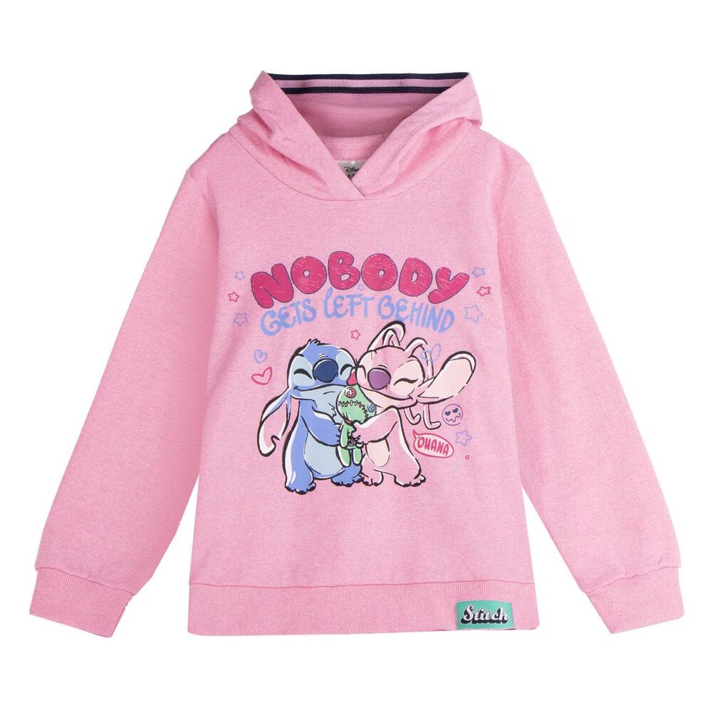 Sudadera rosa con capucha y estampado de Stitch Disney