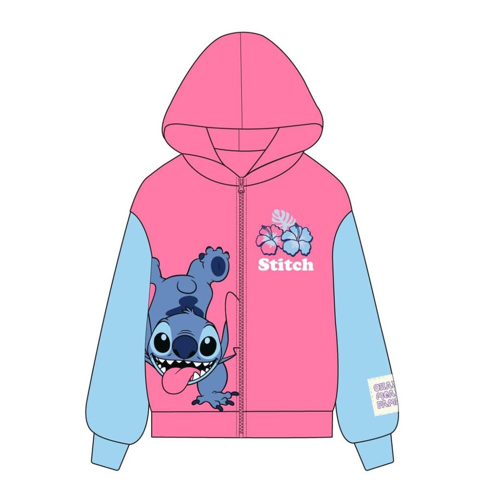 Sudadera rosa y azul con capucha y cremallera de Stitch Disney