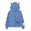 Sudadera infantil azul de Stitch Disney con capucha y cremallera