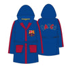 Bata infantil azul del F.C. Barcelona con capucha, cinturón y bolsillos