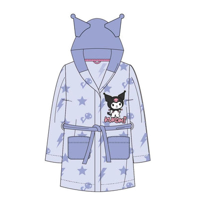 Bata infantil lila de Kuromi Hello Kitty con capucha y bolsillos