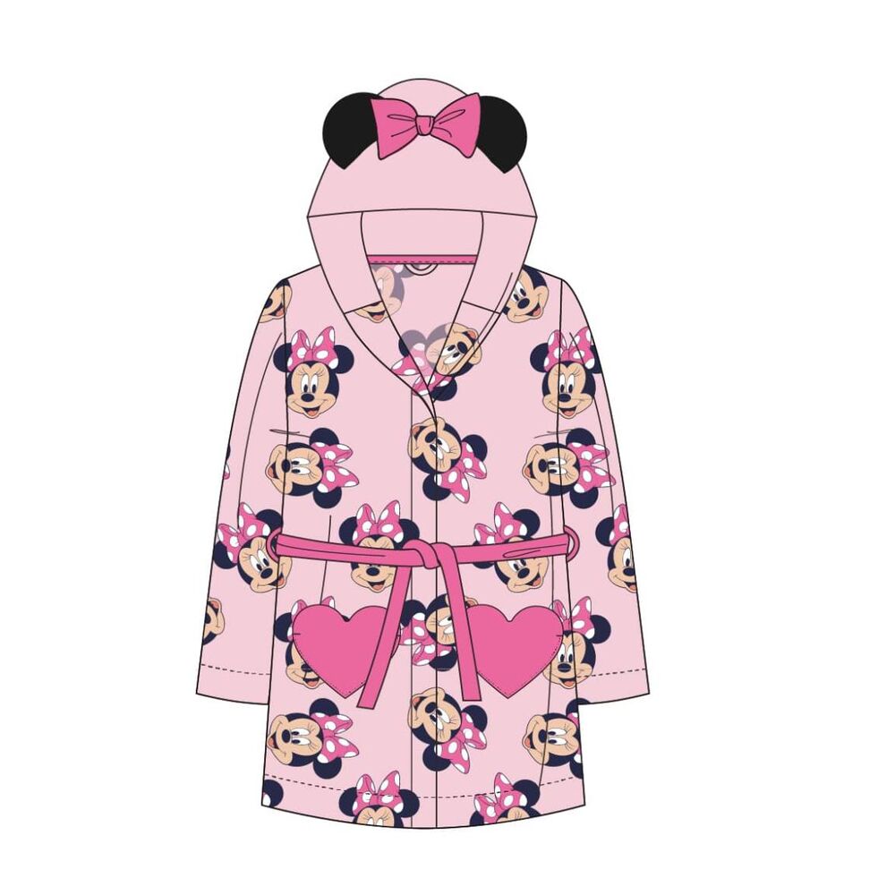 Bata infantil rosa de Minnie Disney con capucha y cinturón