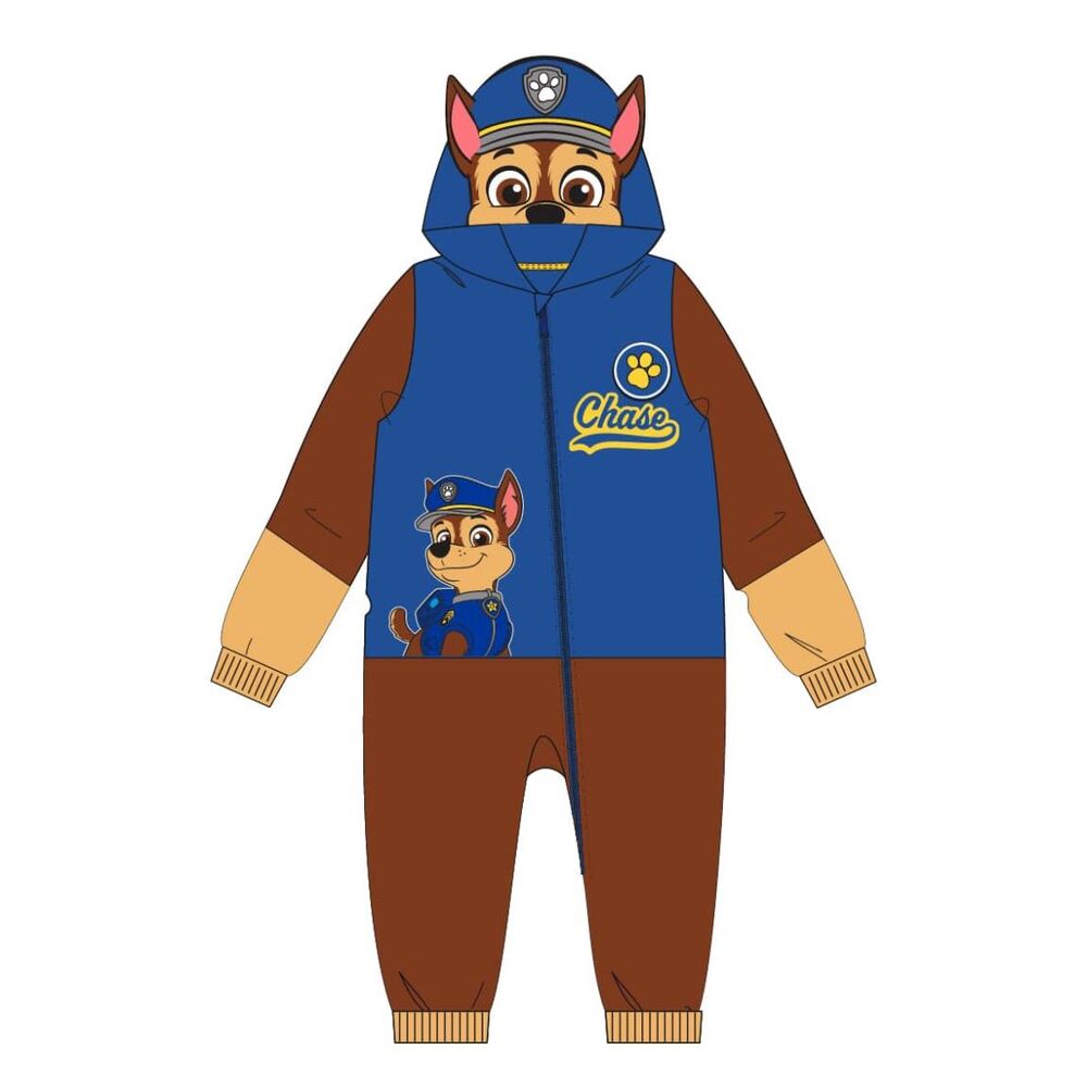 Pijama enterizo con capucha de Chase de Paw Patrol en azul y marrón