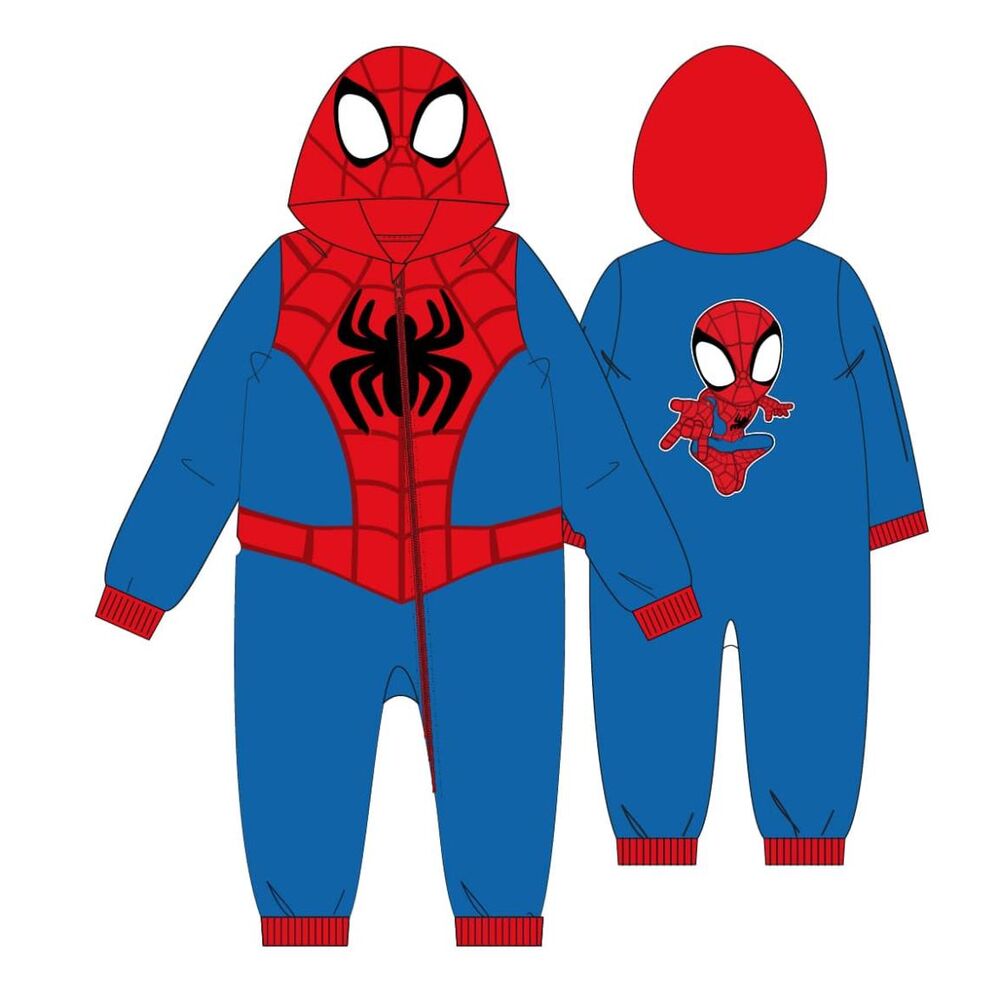 Pijama mono con capucha de Spiderman Marvel en rojo y azul