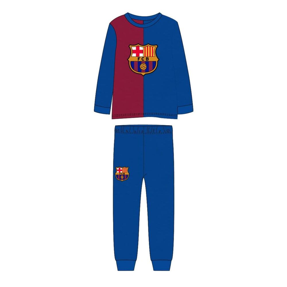 Pijama infantil F.C. Barcelona azul y granate de dos piezas