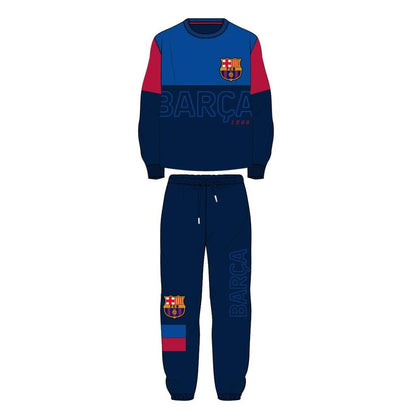 Pijama largo del F.C. Barcelona azul y granate con escudo y gráficos Barça
