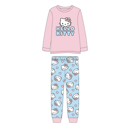 Pijama infantil de manga larga Hello Kitty rosa y azul