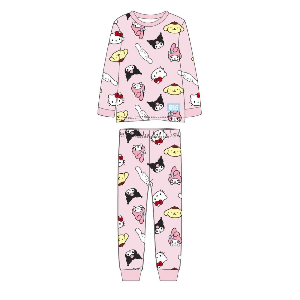 Pijama infantil rosa de manga larga Hello Kitty and Friends