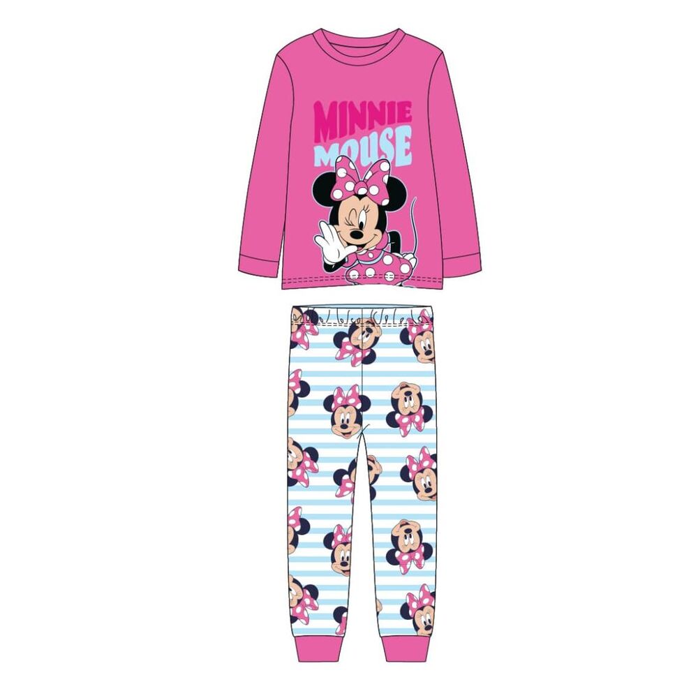 Pijama infantil rosa de Minnie Disney con camiseta de manga larga y pantalón estampado