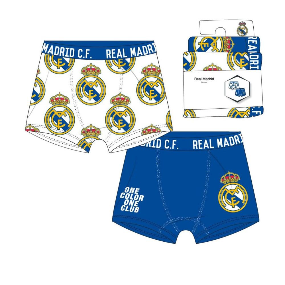 Set de 2 boxers Real Madrid en blanco y azul