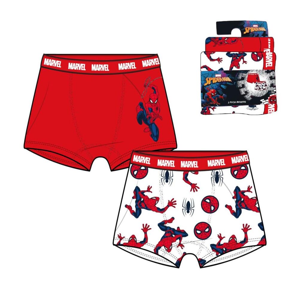 Set de 2 bóxers Spider-Man Marvel en rojo y blanco