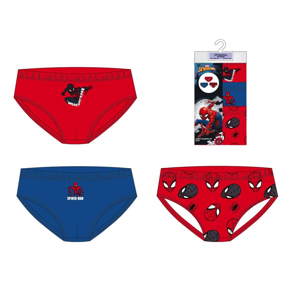 Set de tres calzoncillos Spider-Man Marvel en rojo y azul