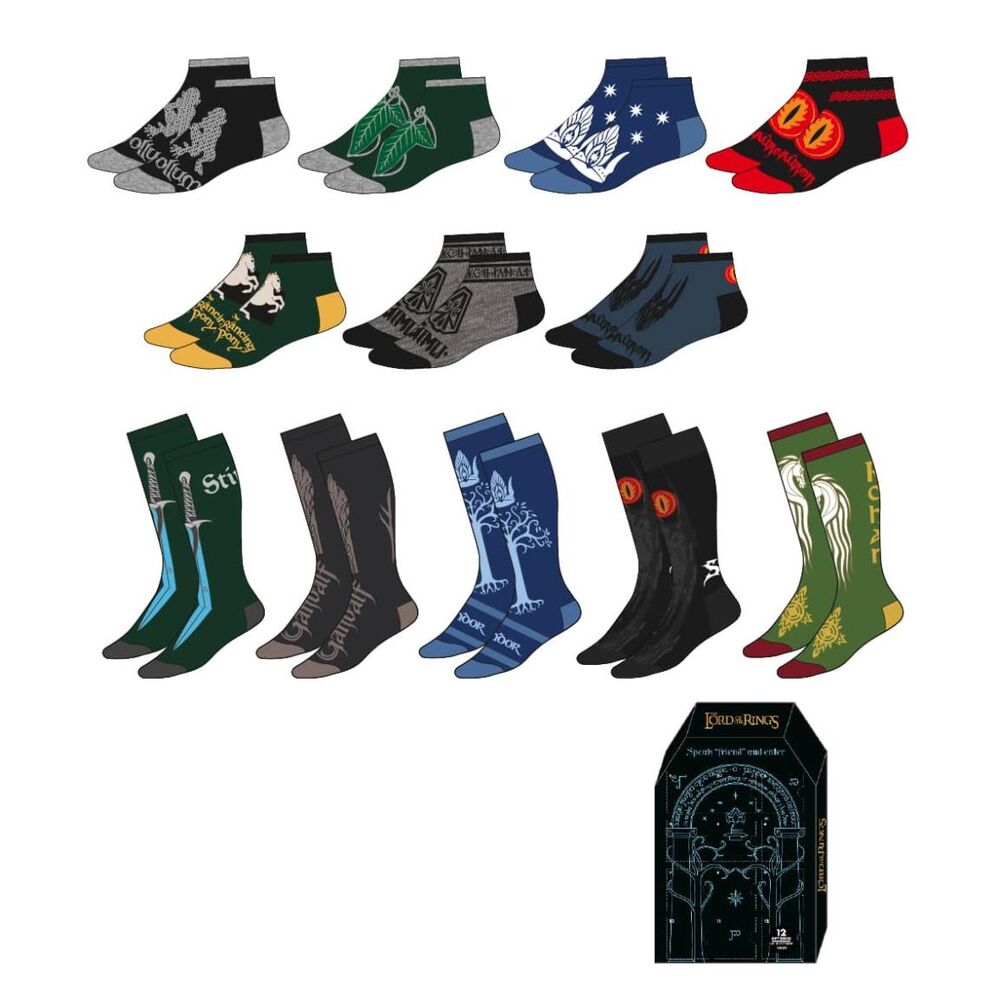 Set de 12 pares de calcetines de El Señor de los Anillos para adulto