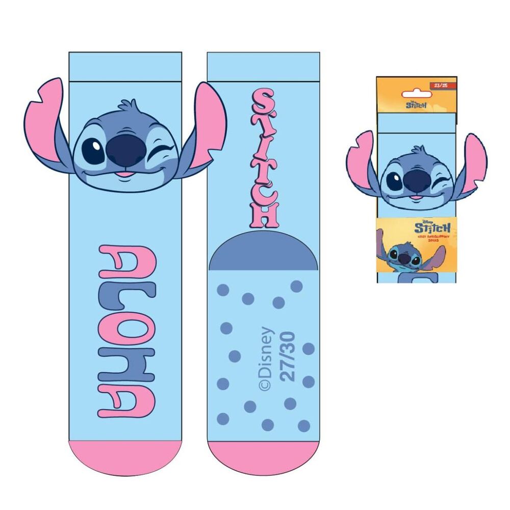 Calcetines antideslizantes azules y rosas de Stitch Disney