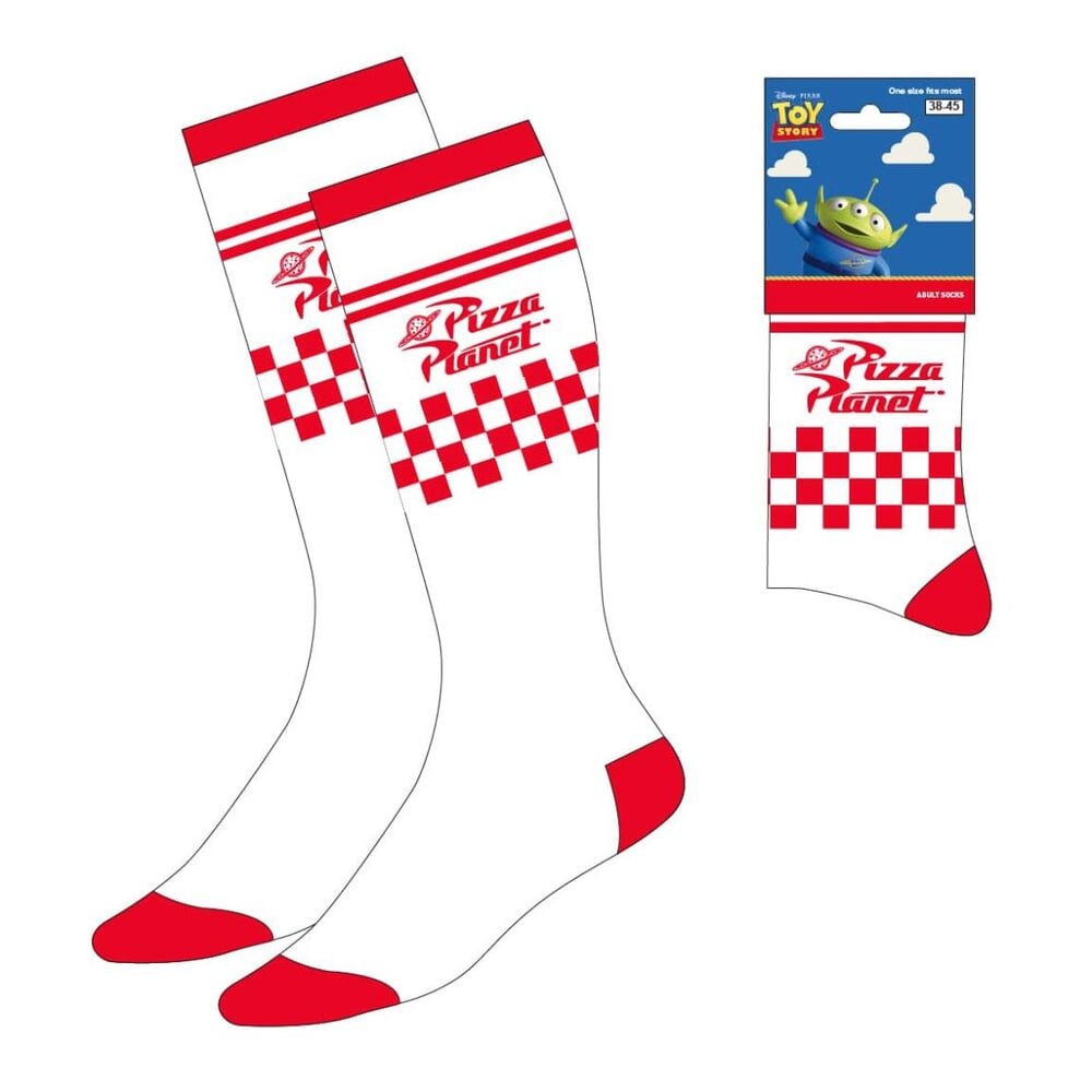 Calcetines Toy Story Pizza Planet blancos y rojos talla 38/45