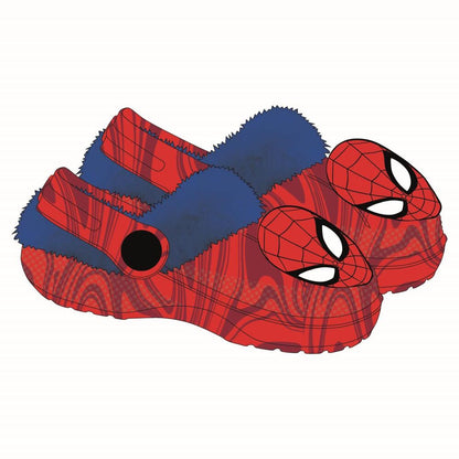 Pantuflas Spider-Man Marvel rojas y azul marino con rostro del superhéroe - 2