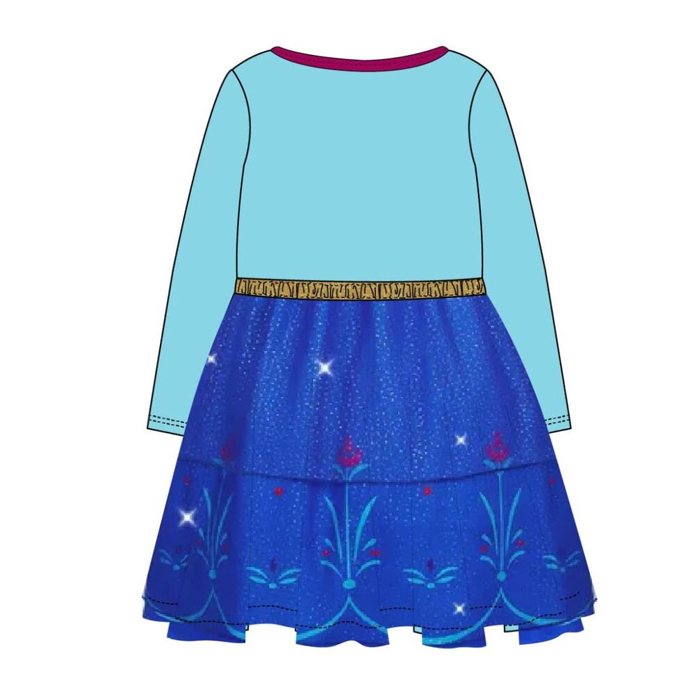 Vestido infantil Frozen Disney azul con ilustración de Anna - 2