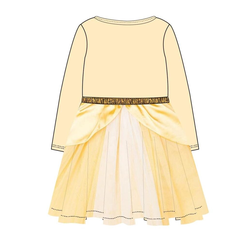 Vestido infantil amarillo de Bella de Disney con manga larga y falda amplia - 2