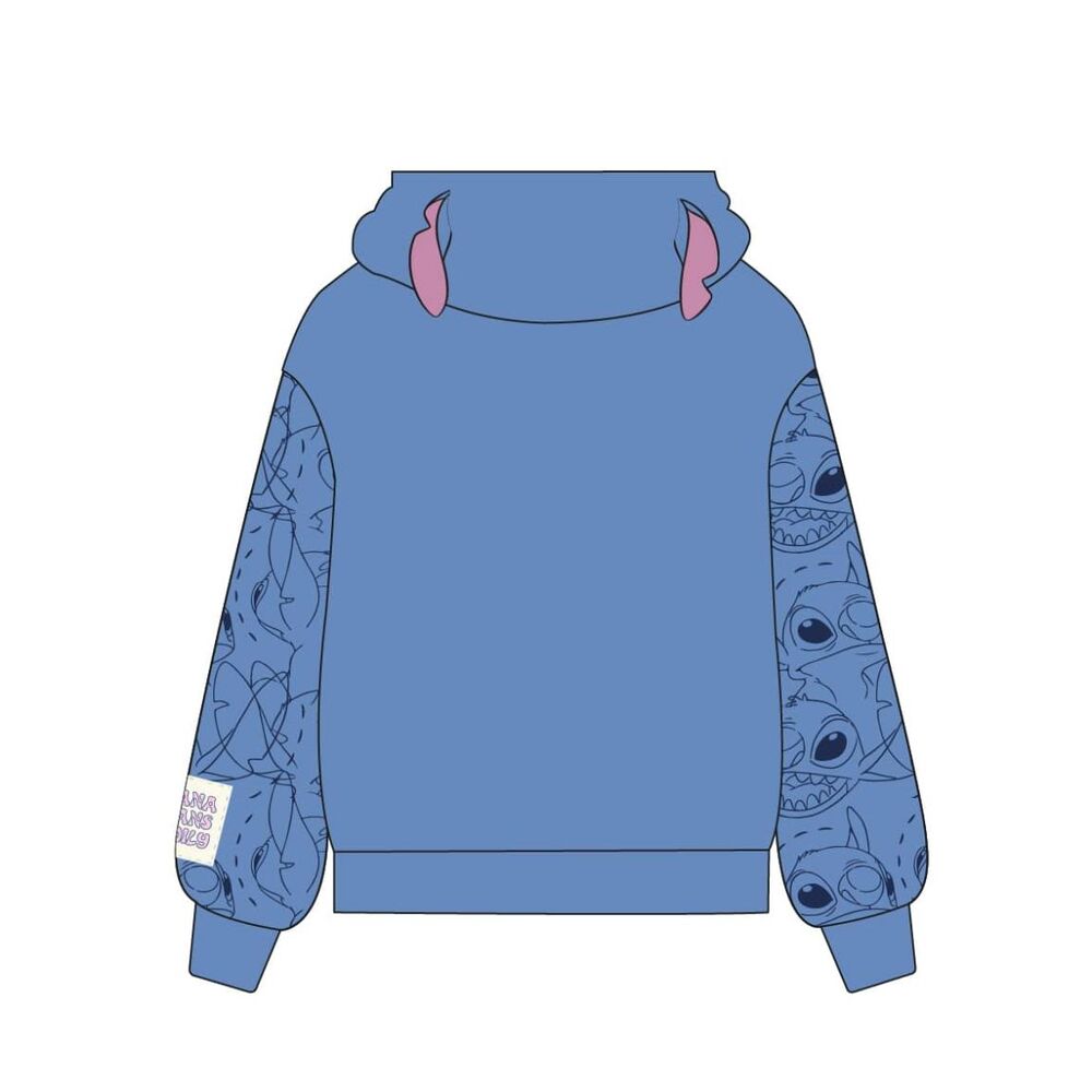 Sudadera infantil azul de Stitch Disney con capucha y cremallera - 2