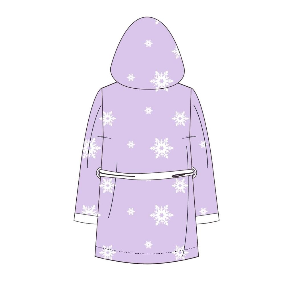 Bata infantil lila de Frozen con capucha, copos de nieve y Elsa - 2