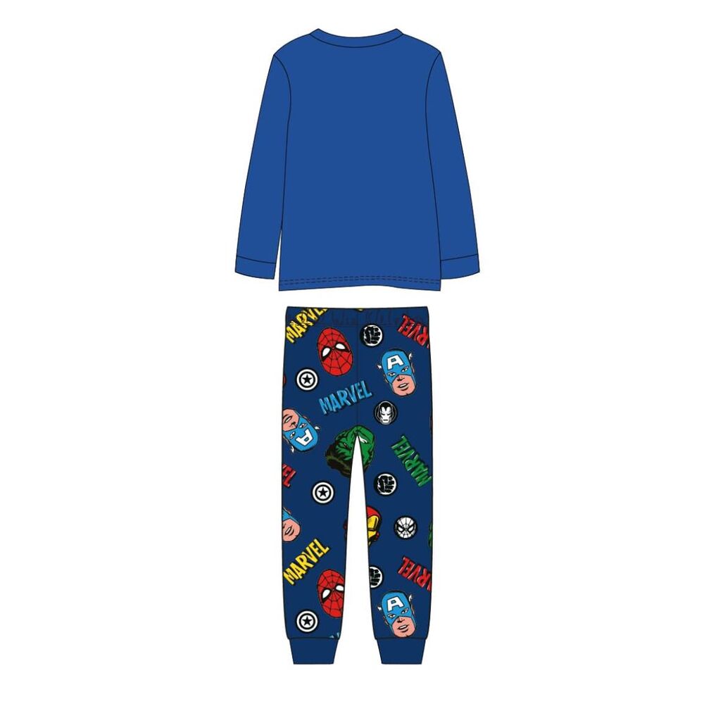 Pijama infantil azul de Los Vengadores Marvel con camiseta de manga larga y pantalón estampado - 2